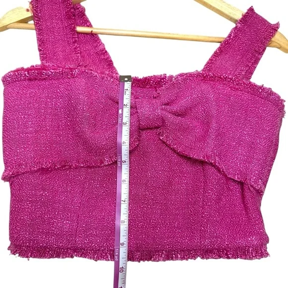 🔆 Endless Rose Pink Tweed Bow Crop Top - Size Small NWOT - Picture 6 of 6
